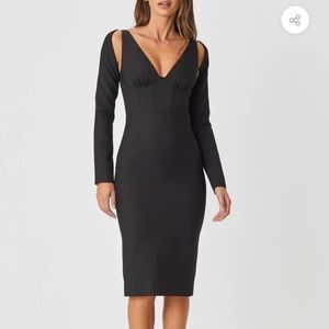 Bianca and Bridgett Midi Xanthe Black Dress